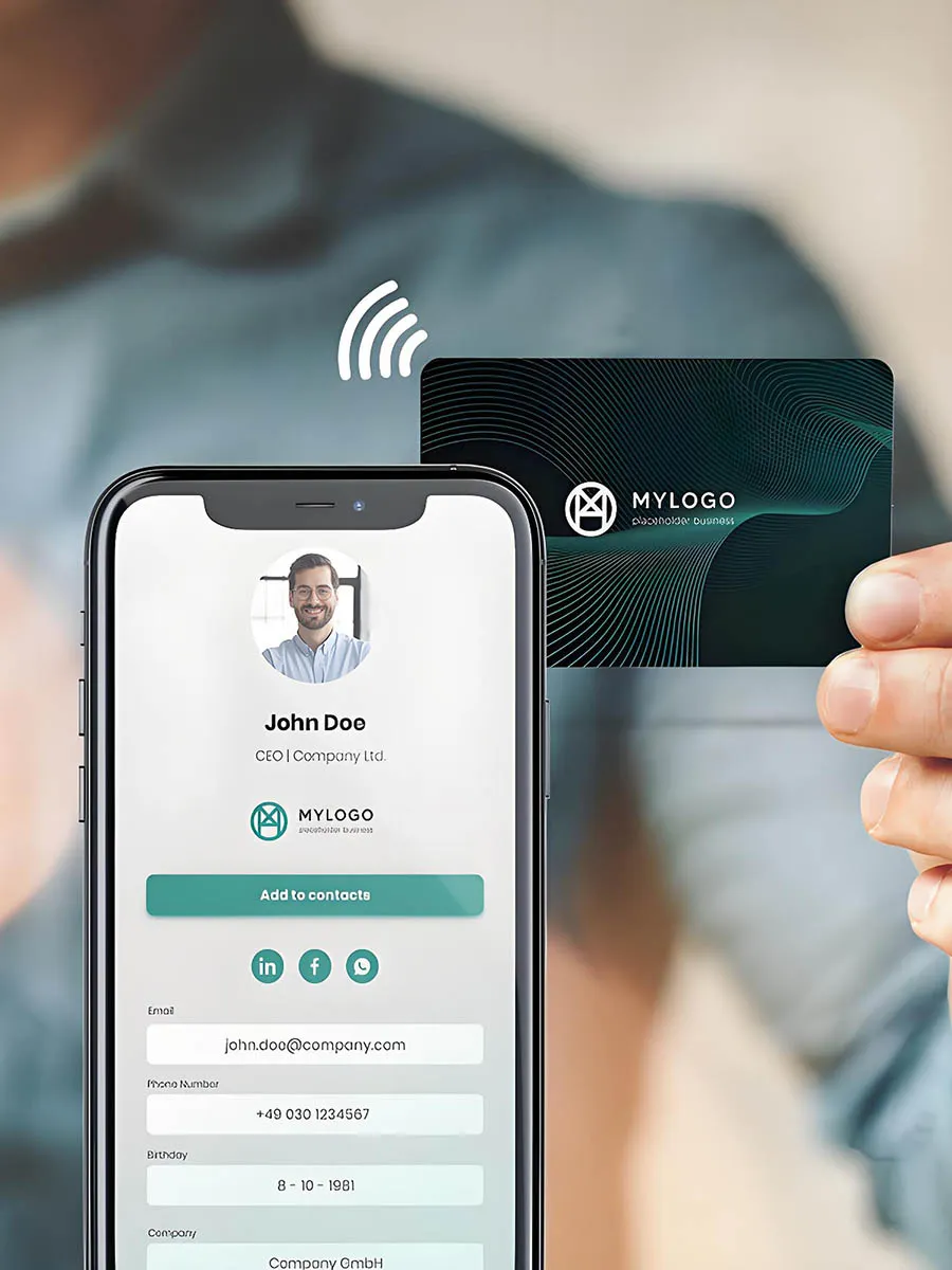 NFC-Visitenkarte beim Auslesen