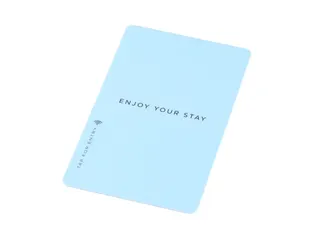 Light blue RFID hotel key card printed "Enjoy your stay"