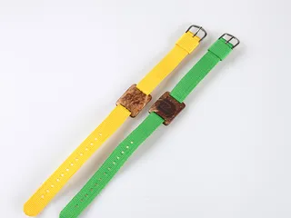 Coconut-shell RFID wristbands with fabric straps