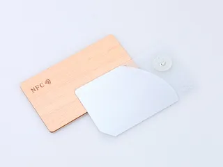 wood NFC card and silver half transparent nfc card