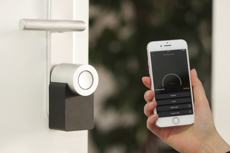 NFC-enabled door lock reading an RFID access card